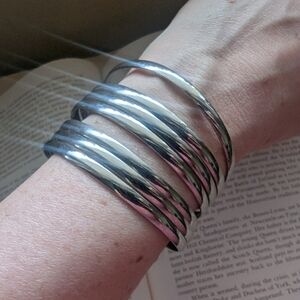 Silver Bangle Bracelet Set